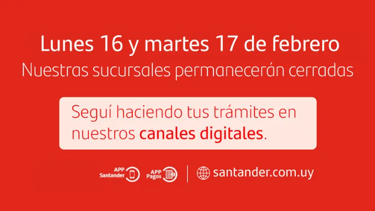 Comunicacion que en carnaval las sucursales no estan abiertas