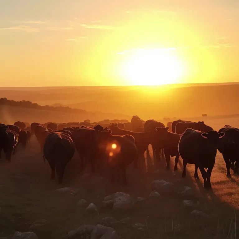 vacas en atardecer