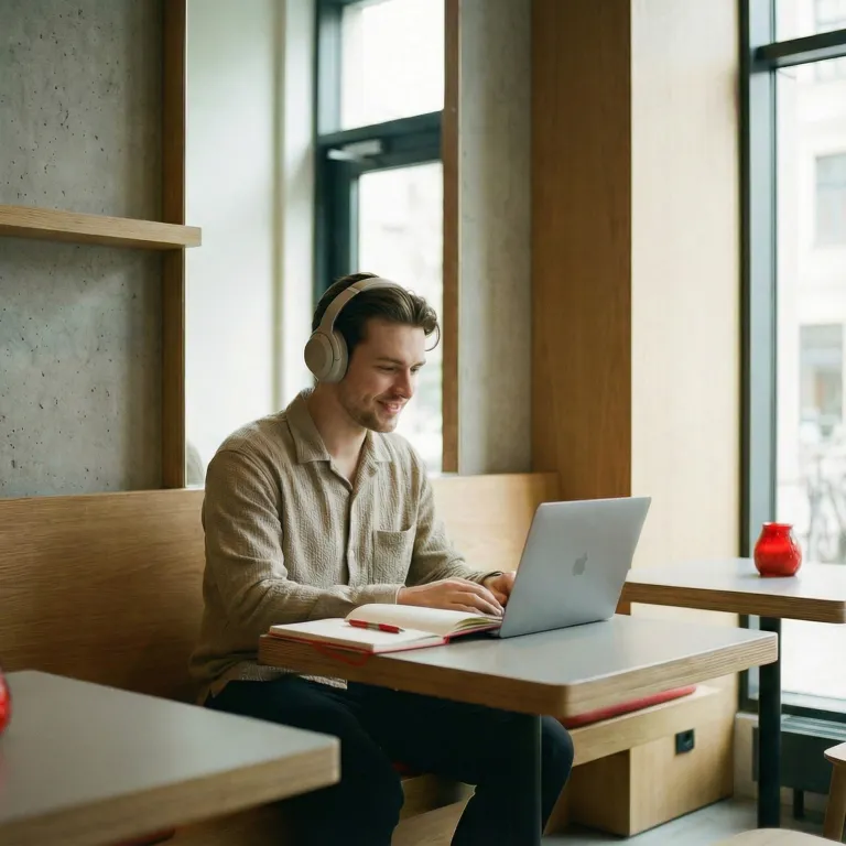 foto de hombre usando la computadora